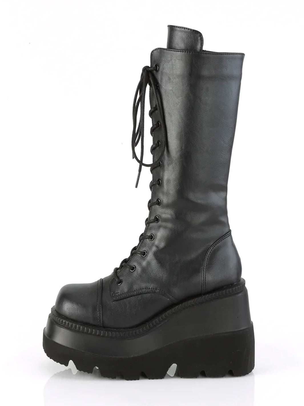 DEMONIA SHAKER-72 BOOTS - BLACK VEGAN LEATHER  PRE ORDER 