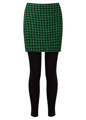 Dogtooth Check 2 in 1 Skirted Leggings by Joe Browns | Look Again