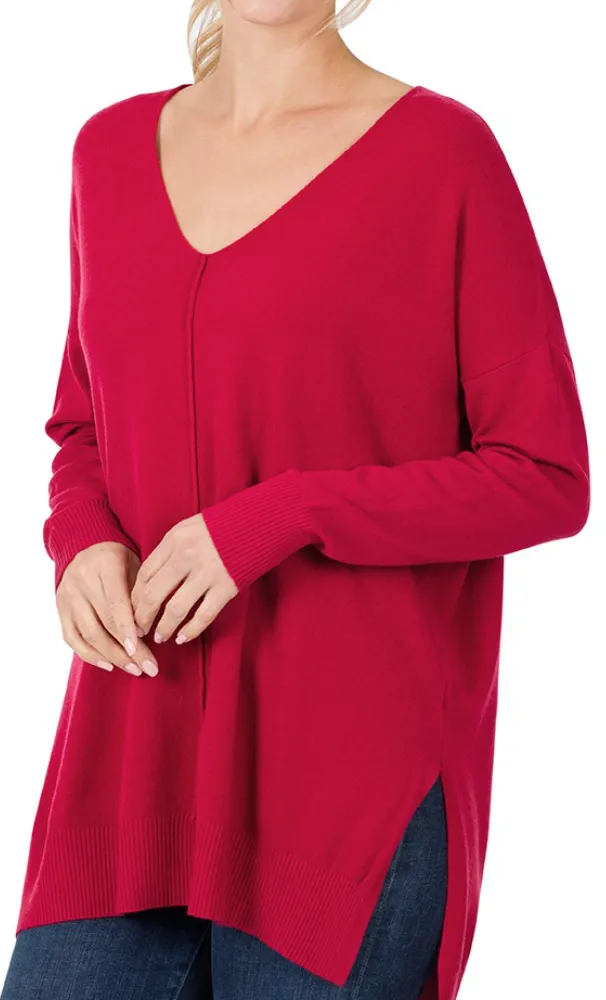 Dreamy V-Neck Reverse Seam Loose Fit Sweater