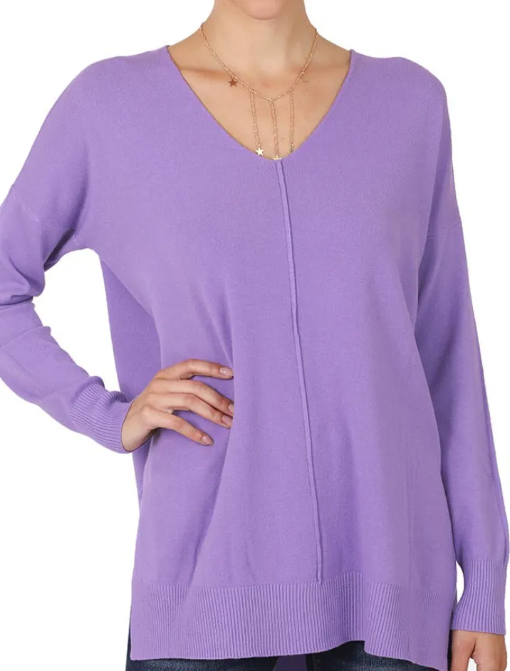 Dreamy V-Neck Reverse Seam Loose Fit Sweater