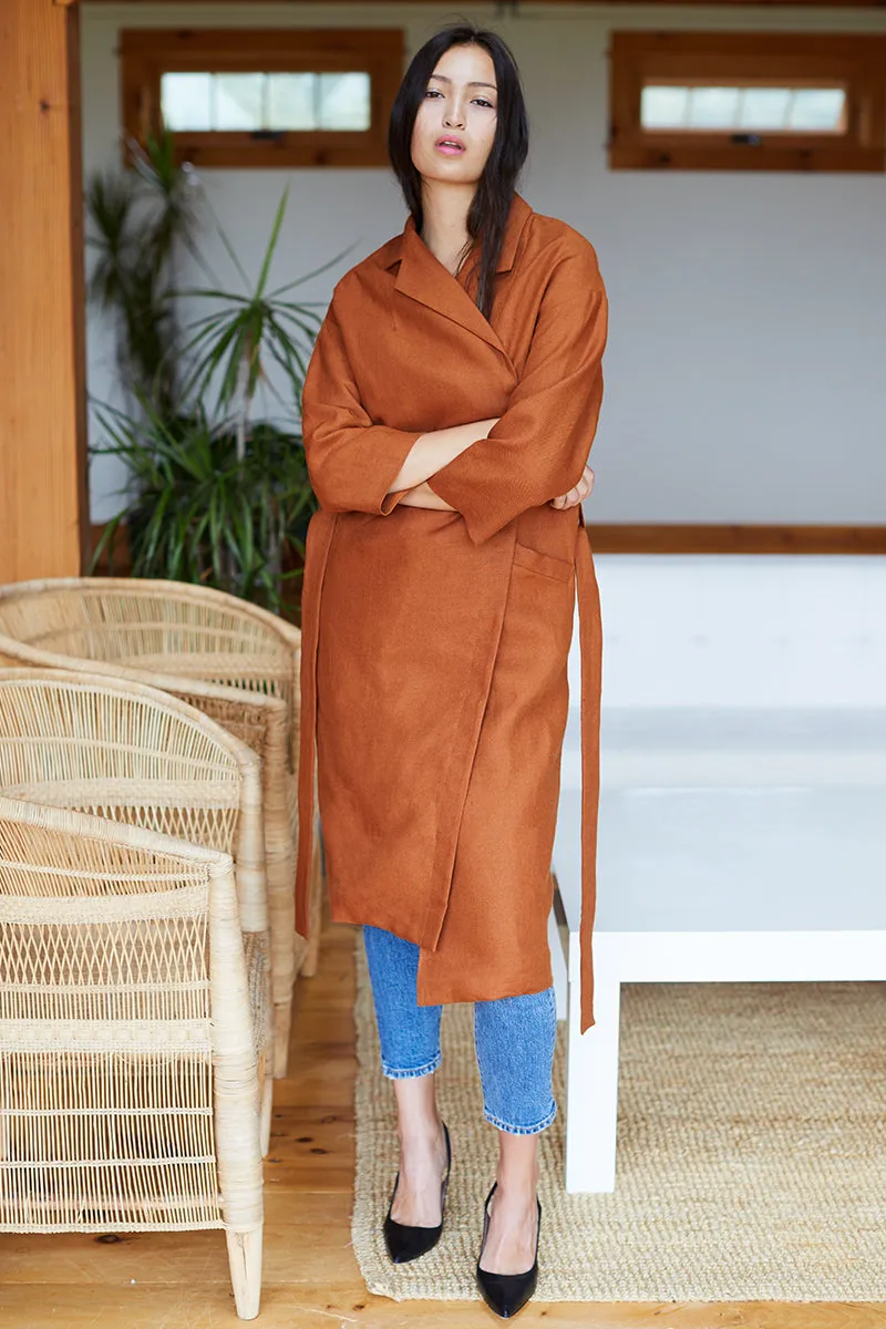 Drop Shoulder Coat - Sienna Linen