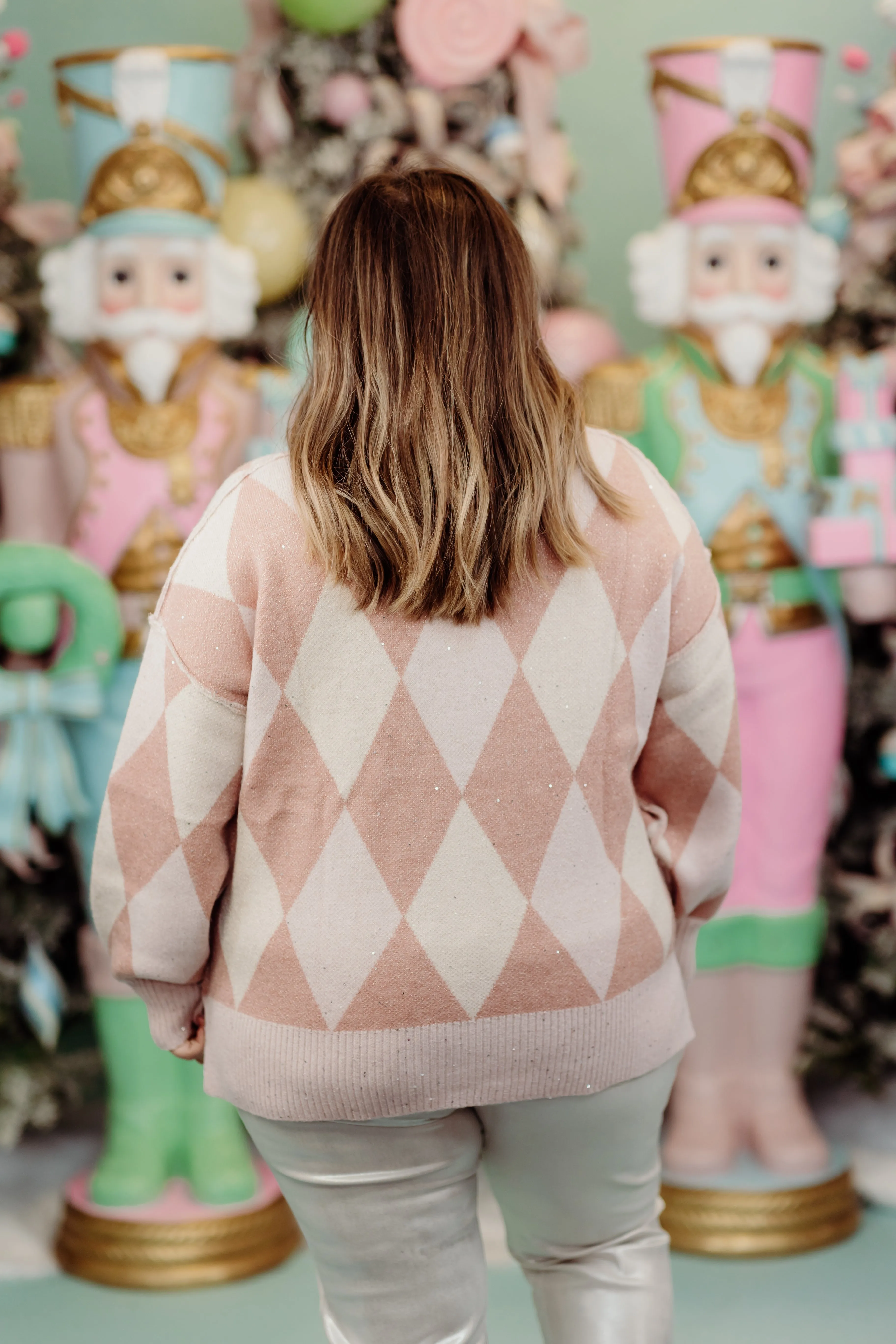 Dusty Pink Multi Pattern Knit Sweater