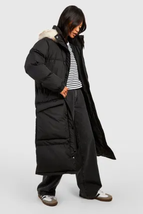 Faux Fur Hood Longline Parka