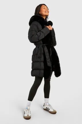 Faux Fur Panel Parka