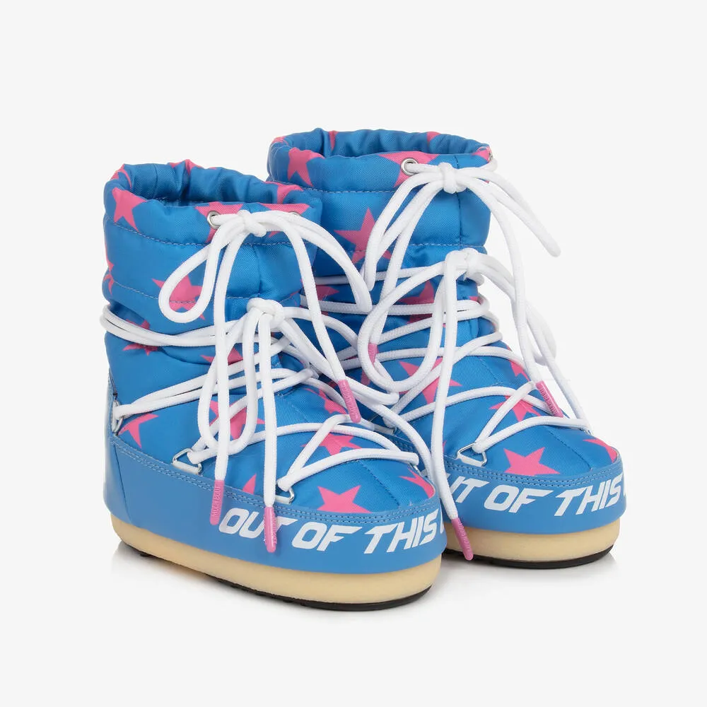 Girls Blue & Pink Star Light Snow Boots