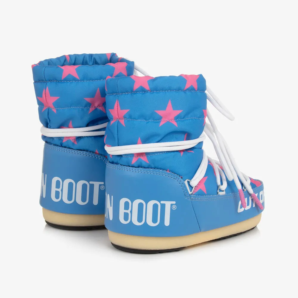 Girls Blue & Pink Star Light Snow Boots