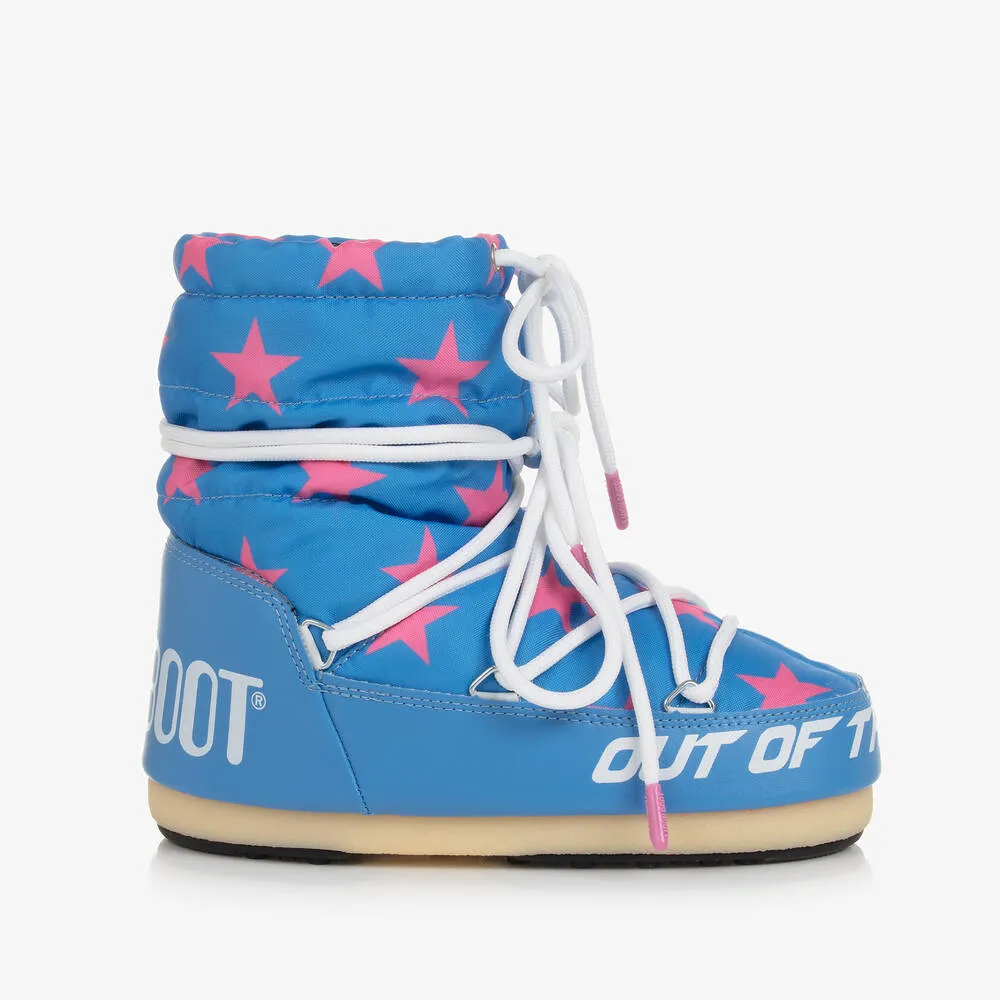 Girls Blue & Pink Star Light Snow Boots