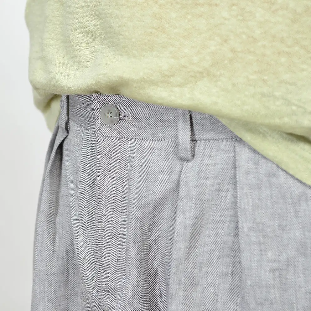 Gray Herringbone Linen Shorts For Mens Pants Summer Korean Suits