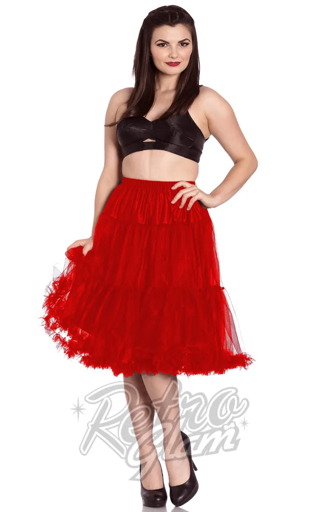 Hell Bunny Red Polly 2 Tier Long Petticoat (Crinoline)