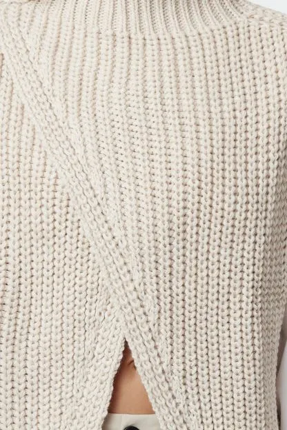 High Collar Slit Sweater