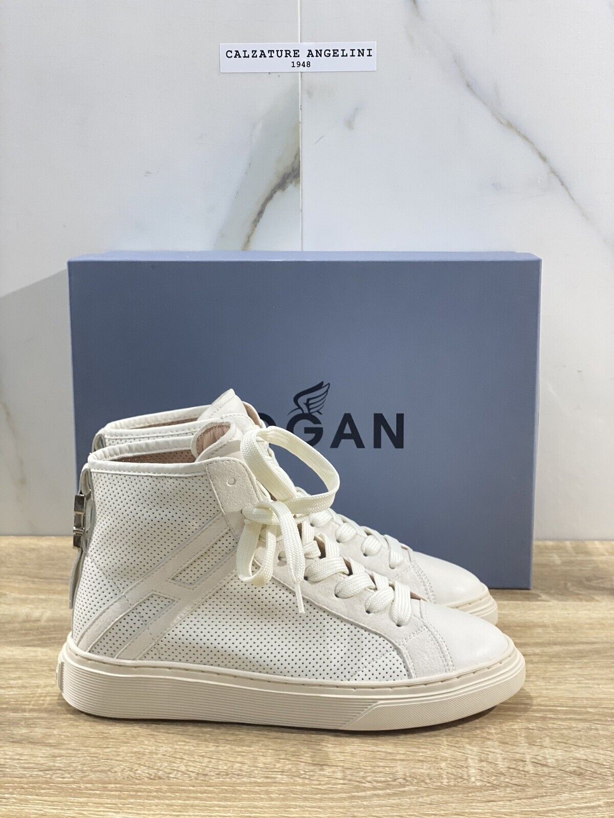 Hogan Sneaker Donna H366 Hi Top Sneaker In Pelle Yougurt Casual Donna