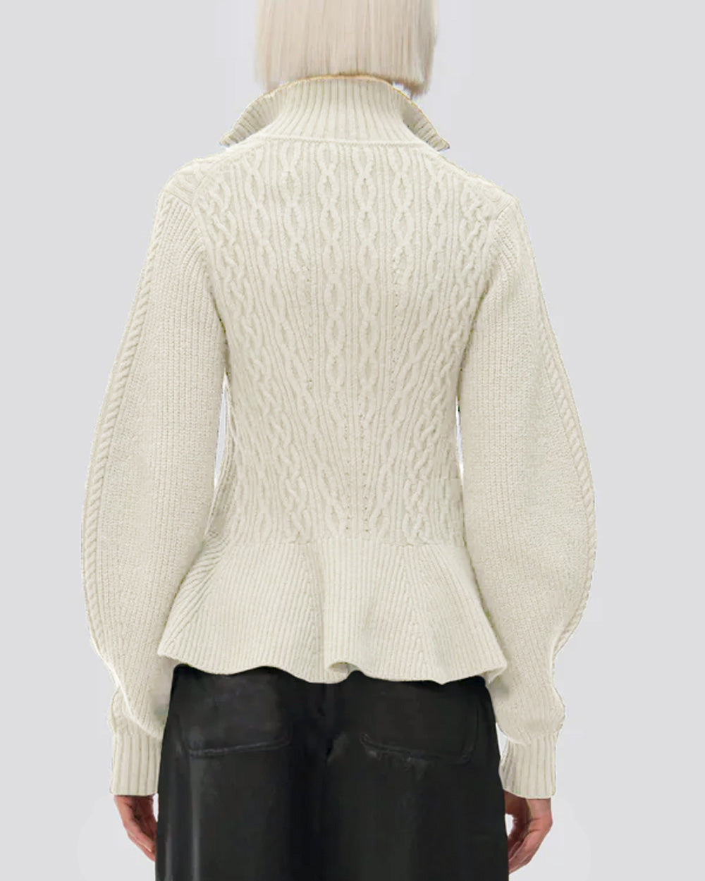 Ivory Susanna Peplum Polo Sweater