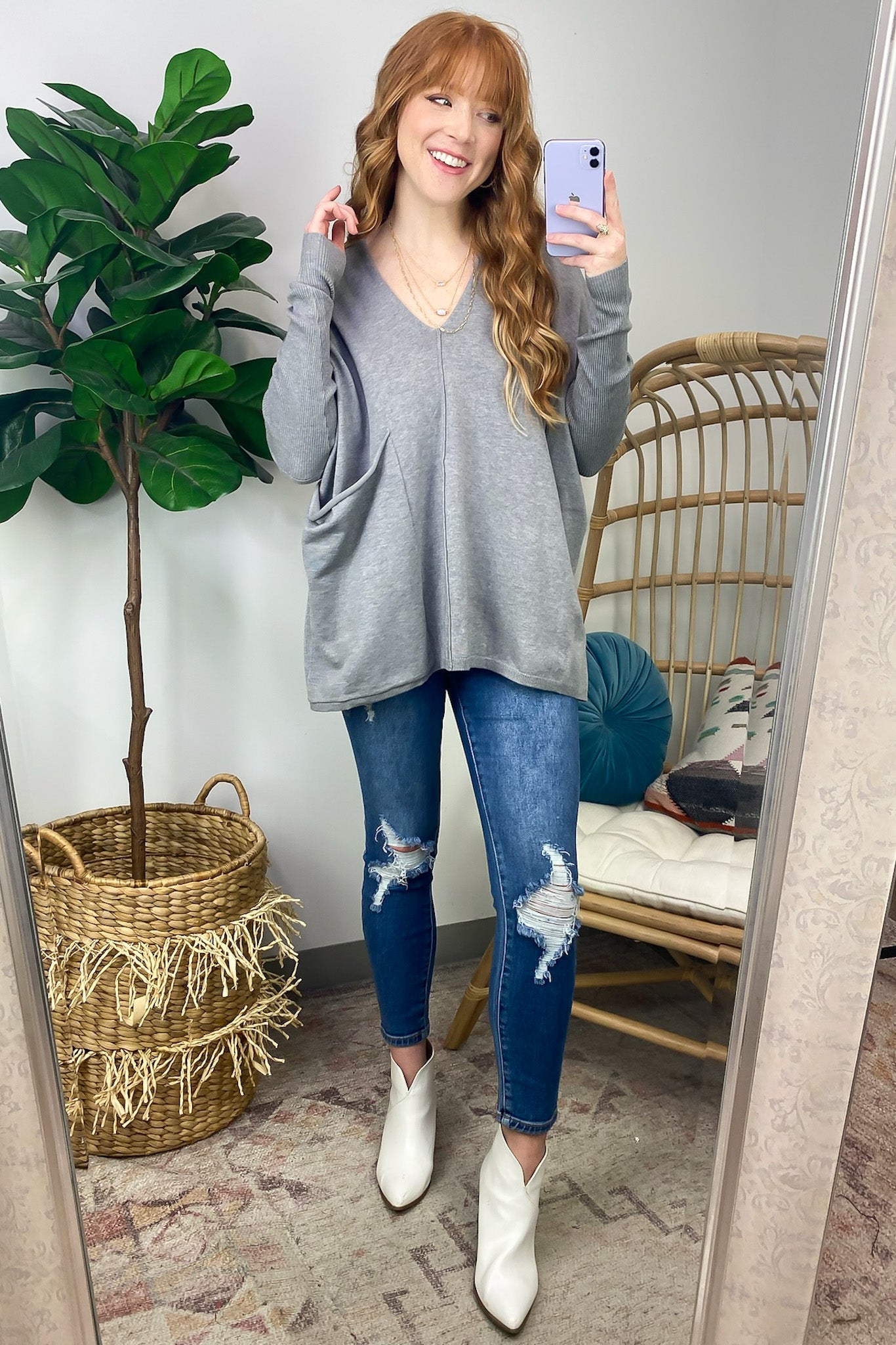 Karri Oversized V-Neck Sweater - FINAL SALE