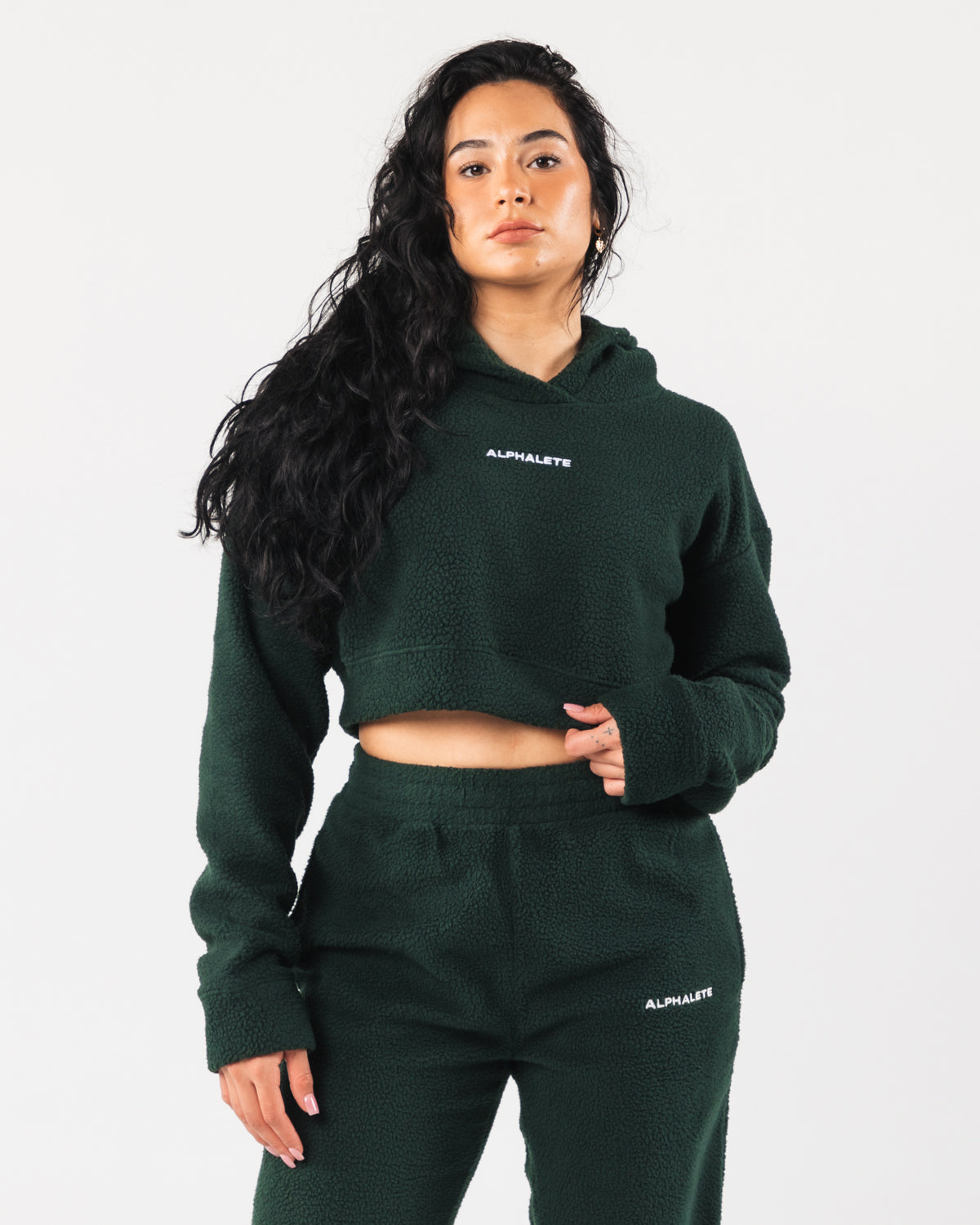 King Crop Hoodie - Evergreen