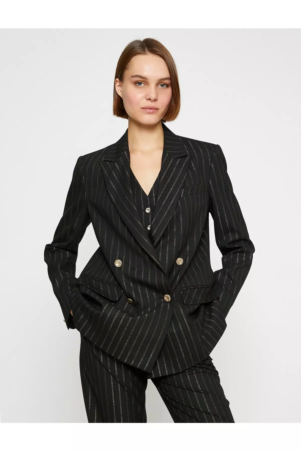 KOTON Shimmering Double Breasted Blazer Jacket