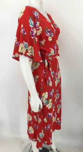 LAVENDER BROWN Red Multi-Color Floral Size SMALL (S) Dress