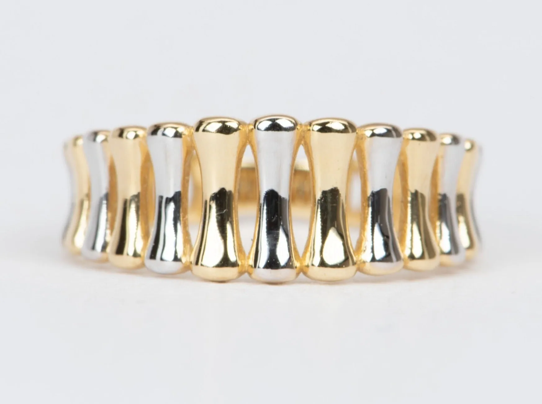 Light Weight 3-Dimensional Fence Band 18K Gold R5063