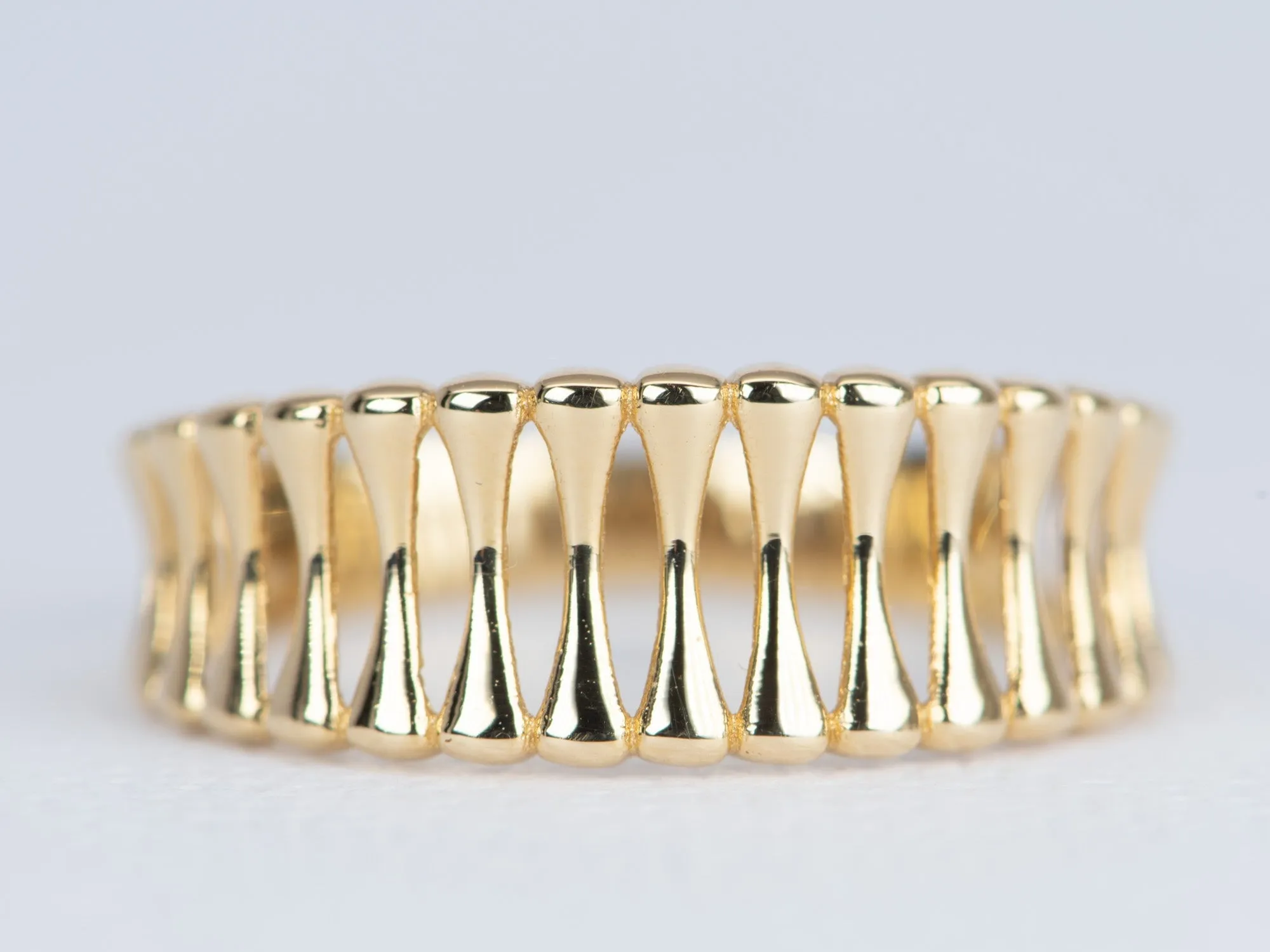 Light Weight 3-Dimensional Fence Band 18K Gold R5063