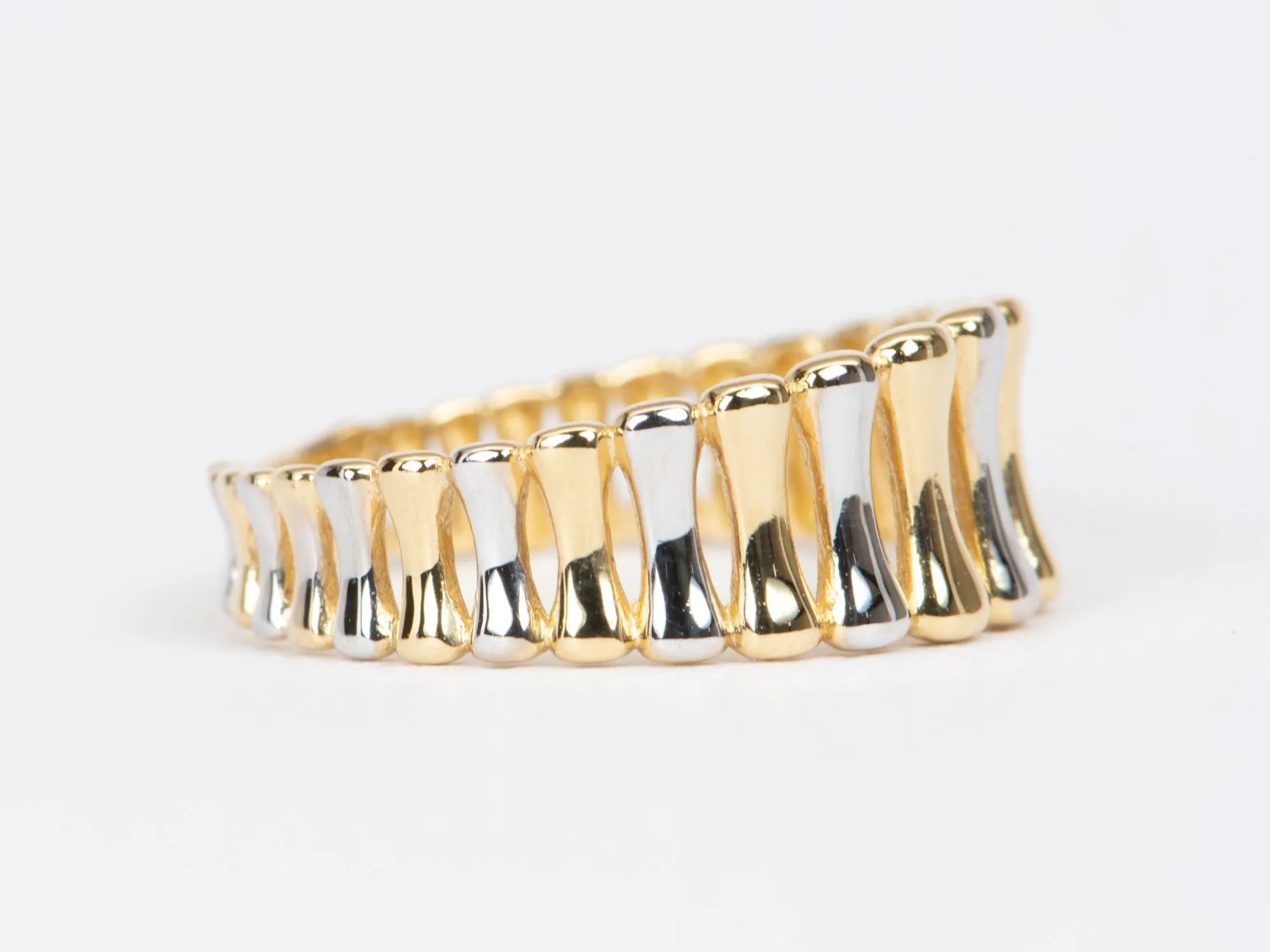 Light Weight 3-Dimensional Fence Band 18K Gold R5063