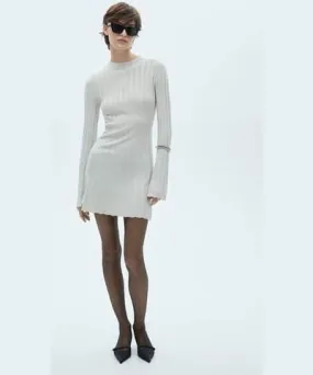 MANGO Perkins-neck knitted dress