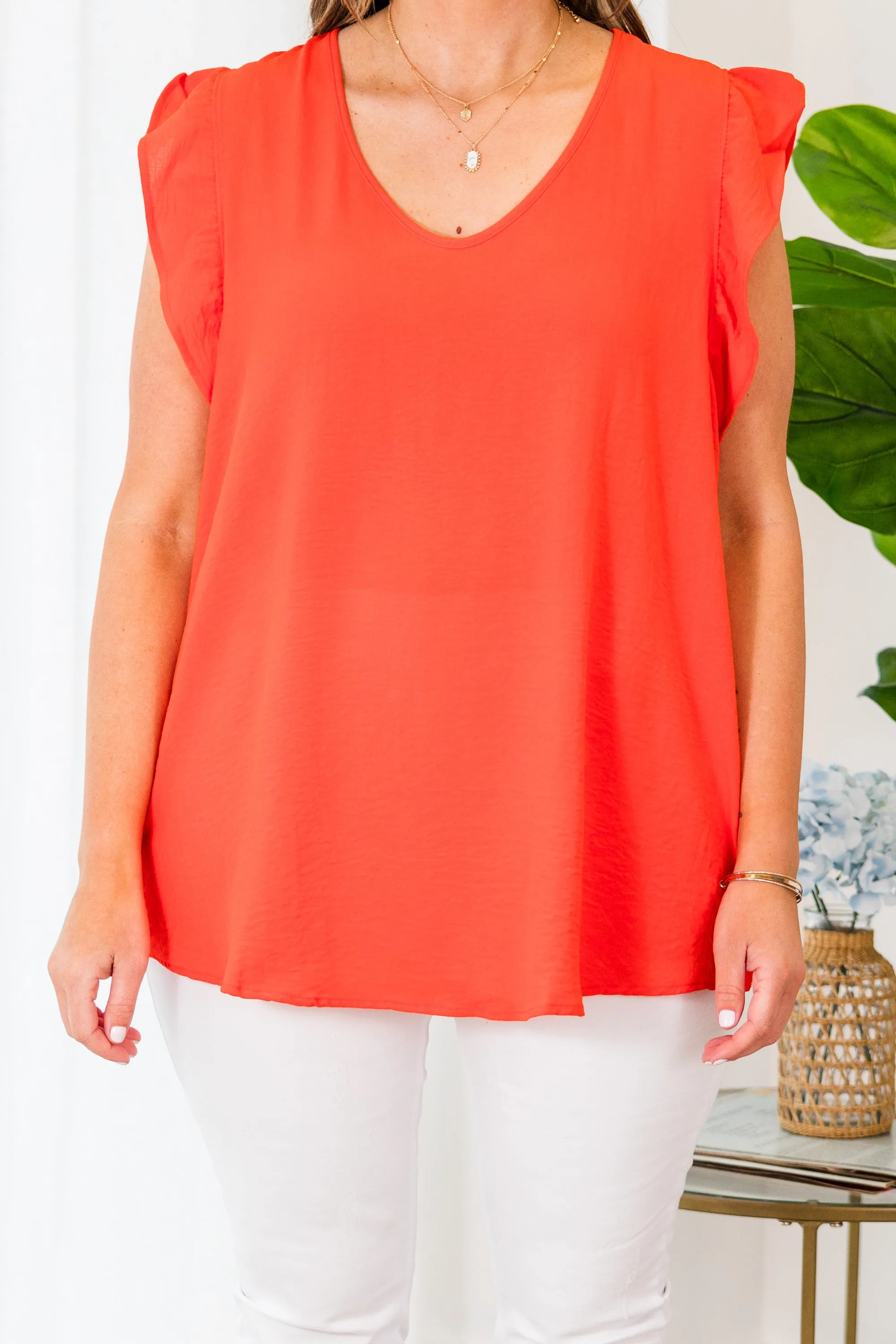 Manic Monday Top, Hot Coral