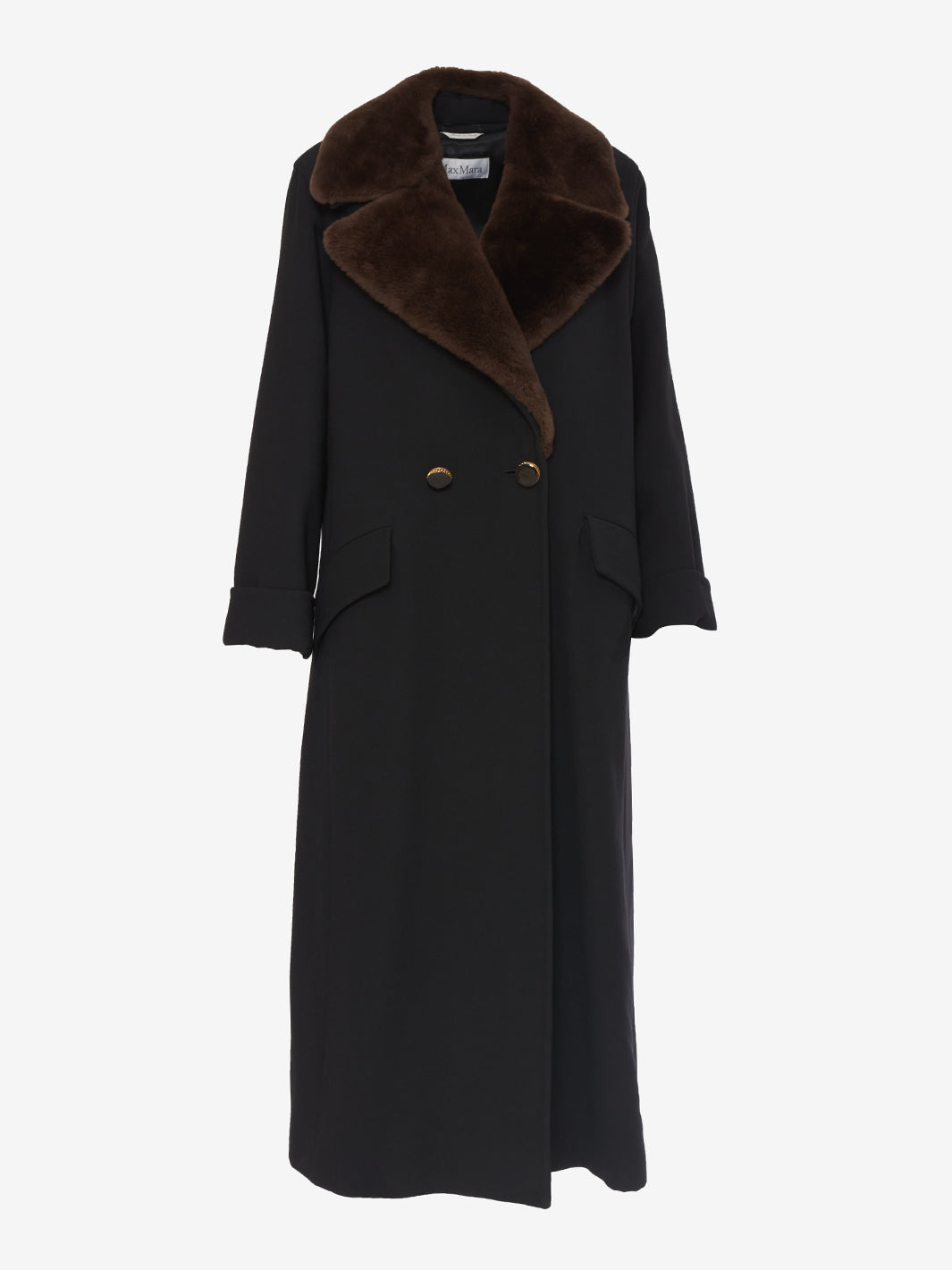 Max Mara Double-breasted coat with fur collar