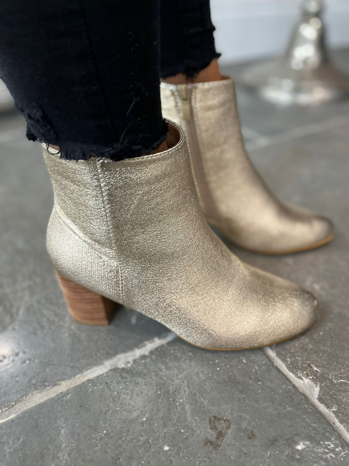 Metallic Heeled Boots Aimee