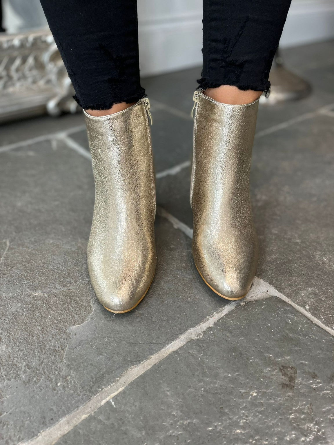 Metallic Heeled Boots Aimee