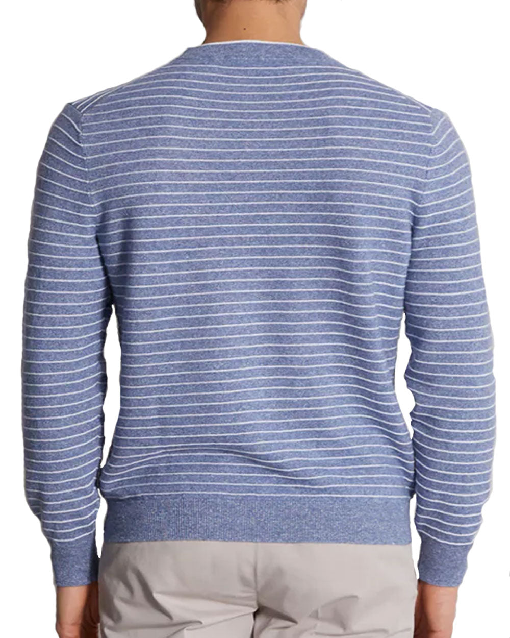 Mid Blue and White Striped Sweater