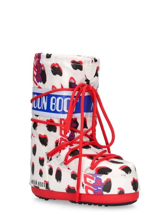 Moon Boot   Icon tall Dalmatian nylon snow boots 