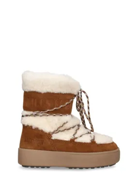 Moon Boot   Shearling & suede ankle snow boots 