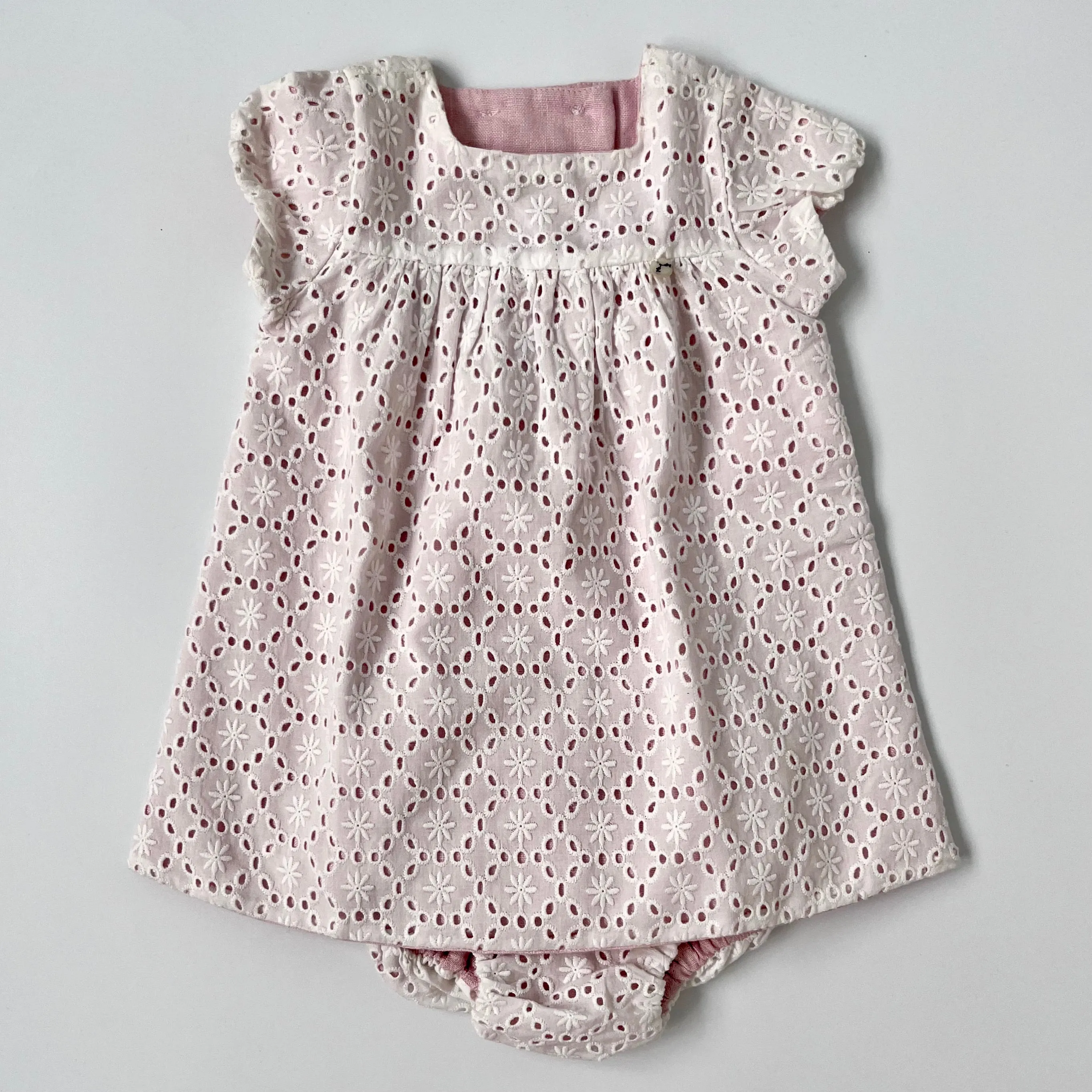 Nanos White Broderie Anglaise Dress: 9 Months (Brand New)