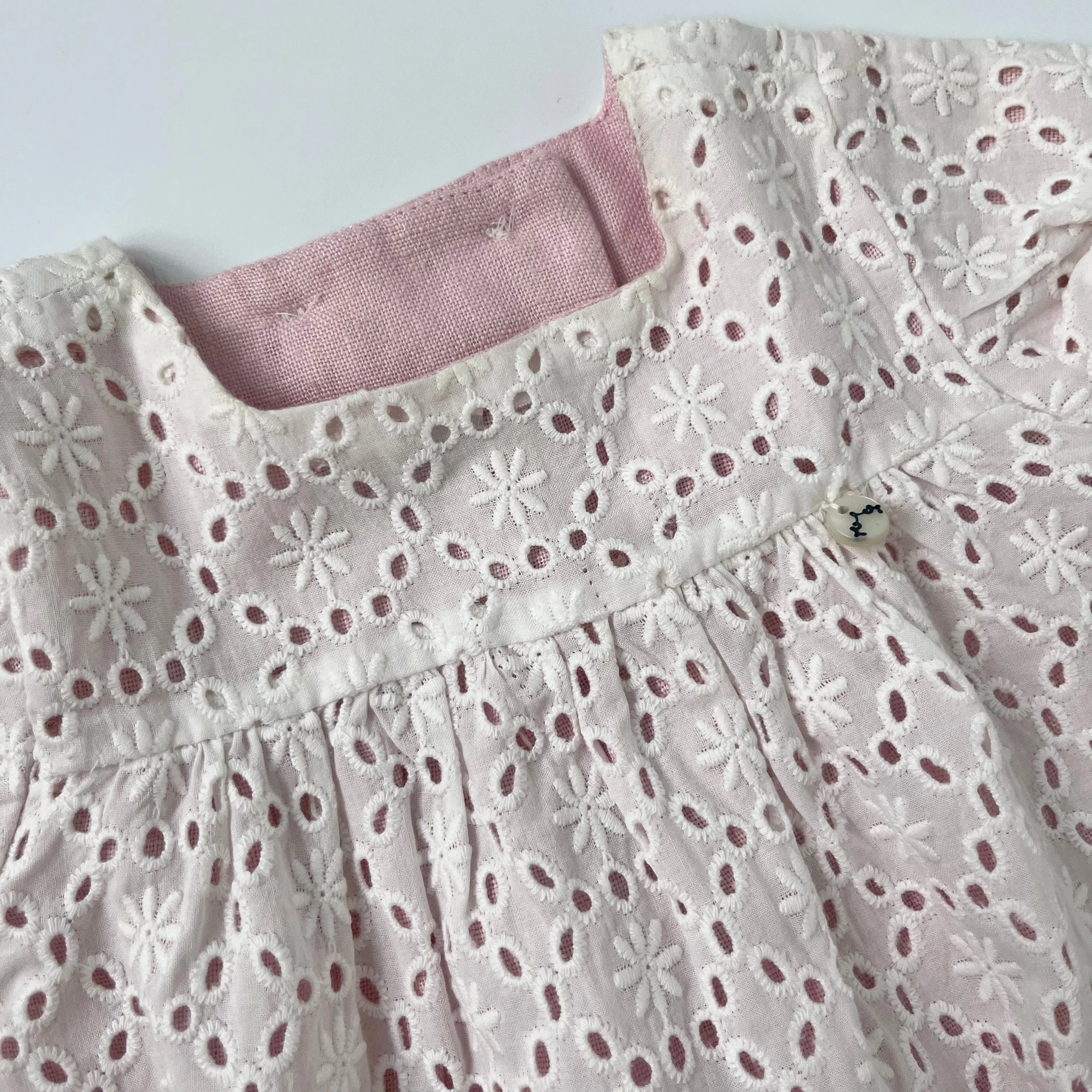 Nanos White Broderie Anglaise Dress: 9 Months (Brand New)