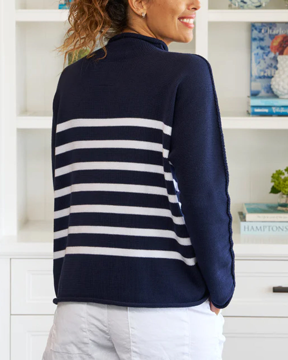 Navy and White Stripe Knit Monterey Sweater