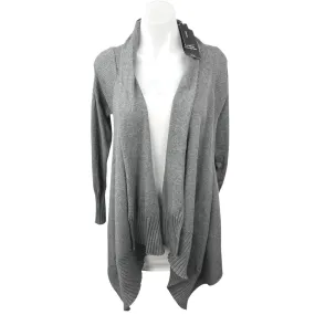 NEW Zara Knit Gray Drapey Long Sleeve Ribbed Open Cardigan Sweater Top Size S