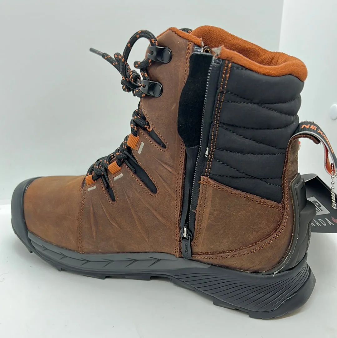 NEXGRIP DENALI BROWN LEATHER WATERPROOF MENS SNOW BOOT WITH RETRACTABLE ICE CLEATS