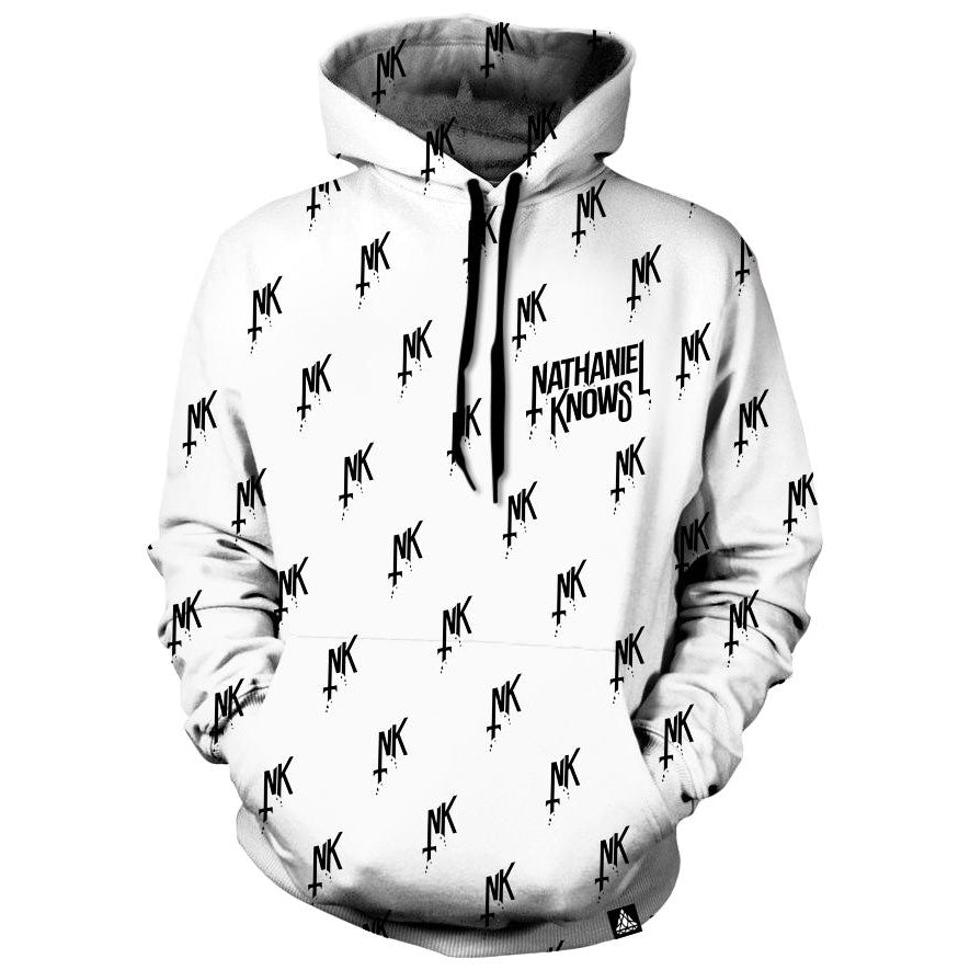 NK PATTERN WHITE HOODIE