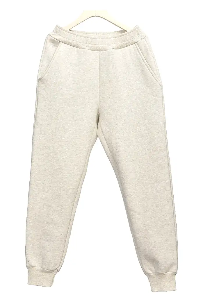 Oatmeal Gray Mens Jogger Pants Washed Napping Plain Casual Athletic