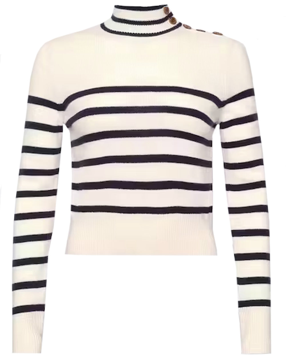 Off White Mariner Stripe Cashmere Mockneck Sweater