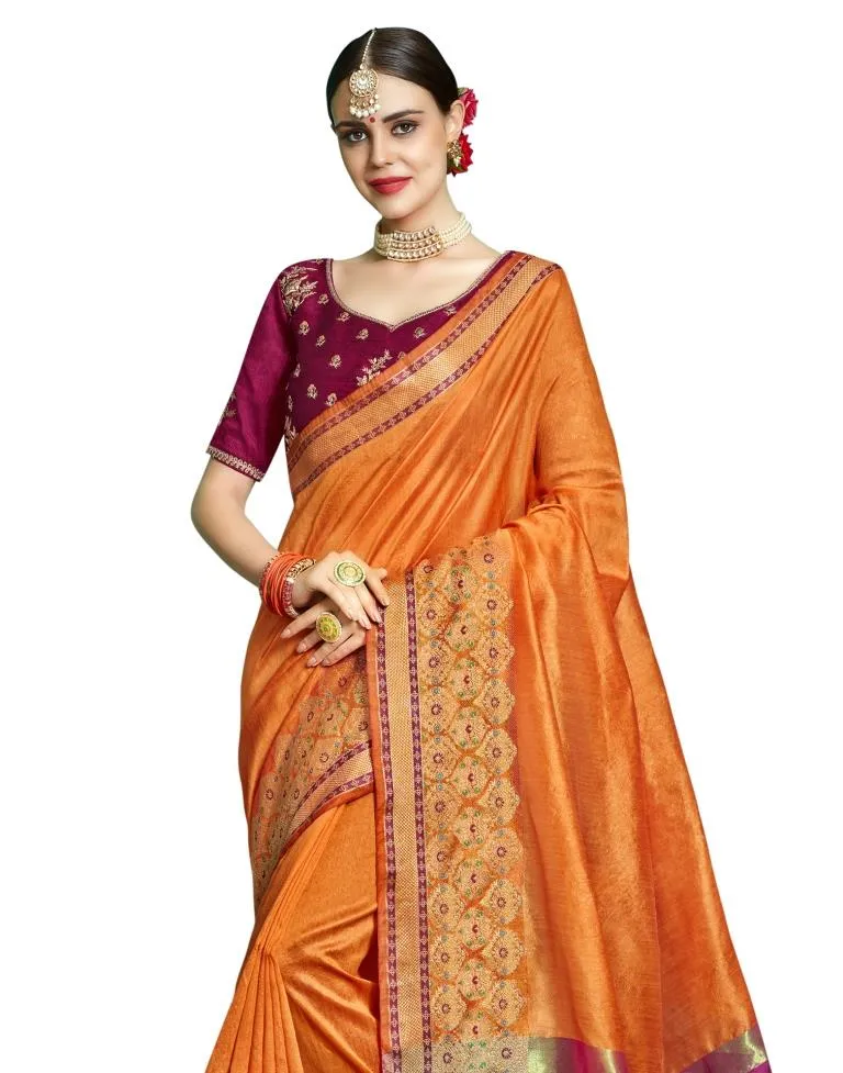 Orange Coloured Chanderi Jacquard Partywear saree