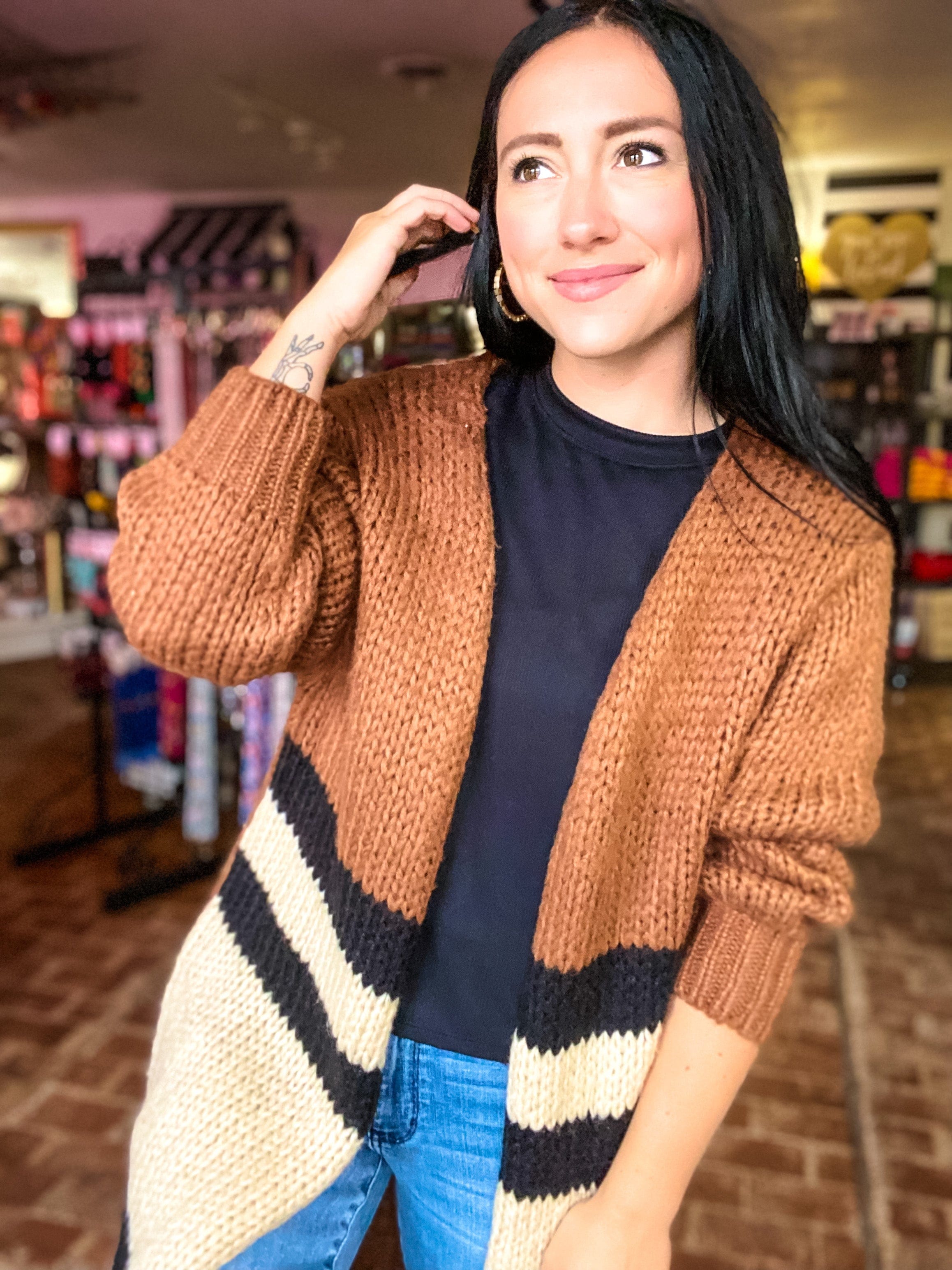 Oversized Amber Stripe Sweater Cardigan