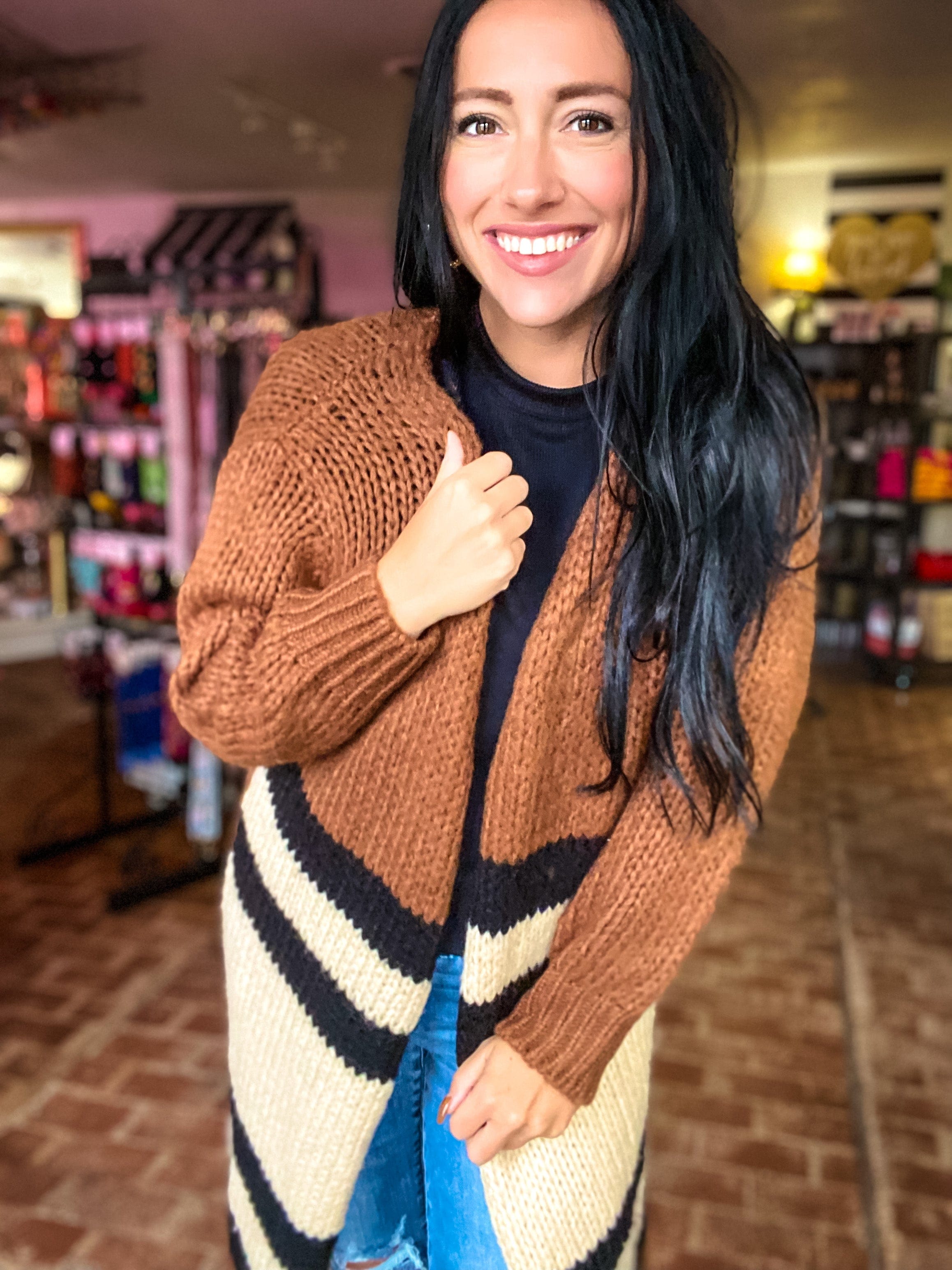 Oversized Amber Stripe Sweater Cardigan