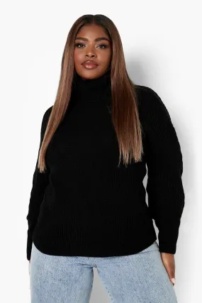 Plus Recycled Turtleneck Cable Knit Sweater