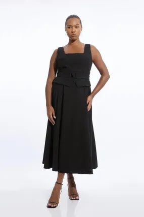 Plus Size Tailored Full Skirted Panel Belted Midi Dress | Karen Millen