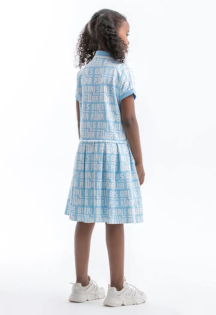 Powerpuff Girls All Over Printed Collared Dress