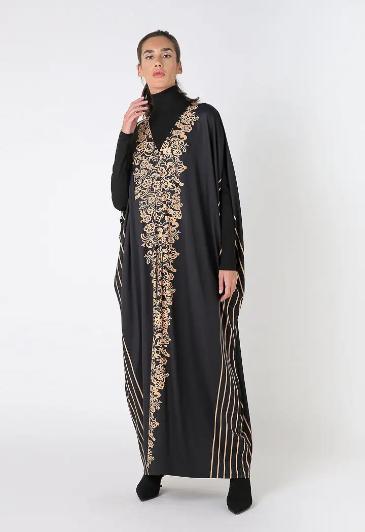 Printed Slit Sleeve Maxi Dress