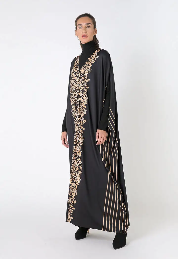 Printed Slit Sleeve Maxi Dress