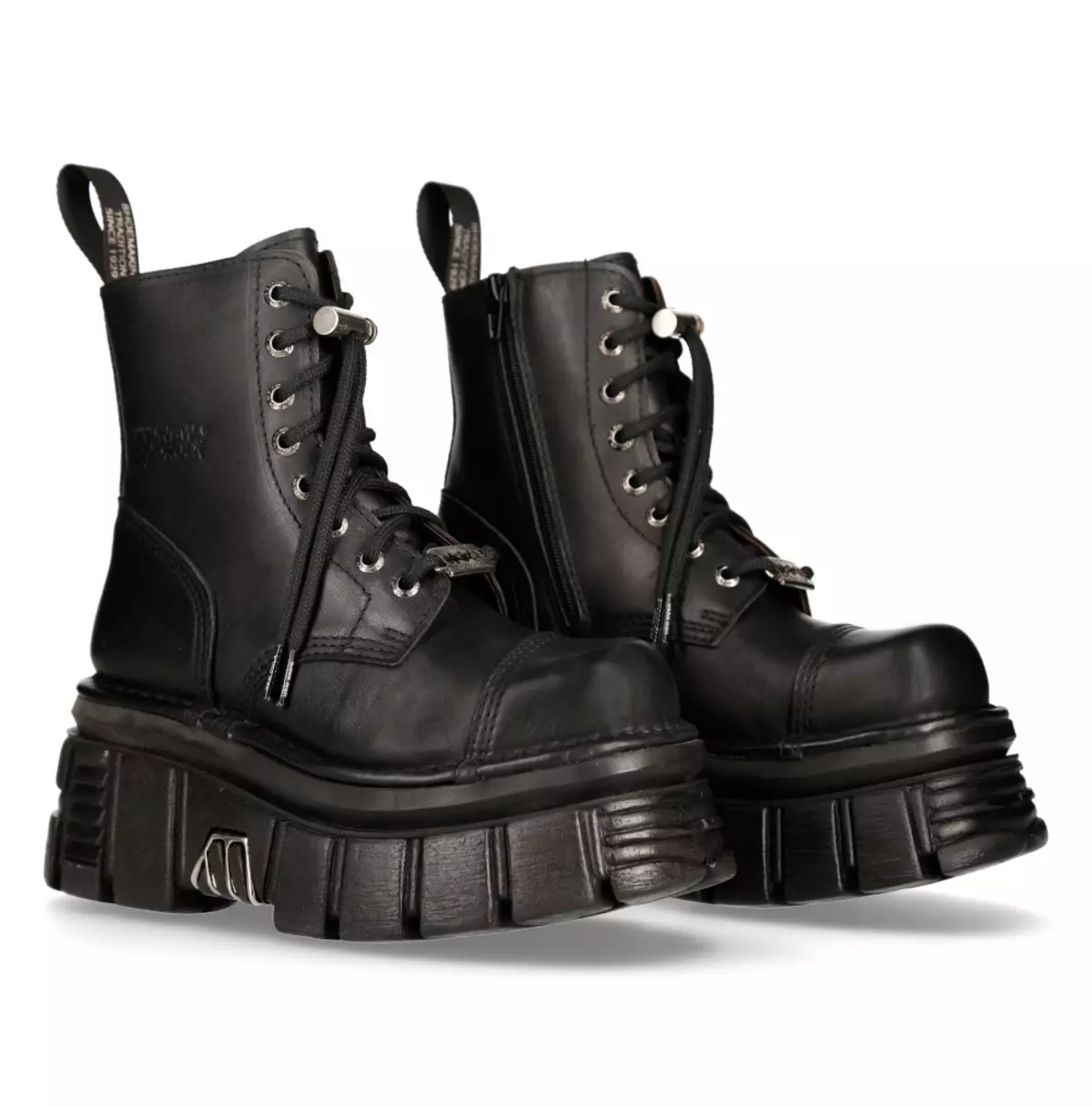 Punk Black Lace-Up Combat Boots | Leather Ankle Boots With Platform Sole