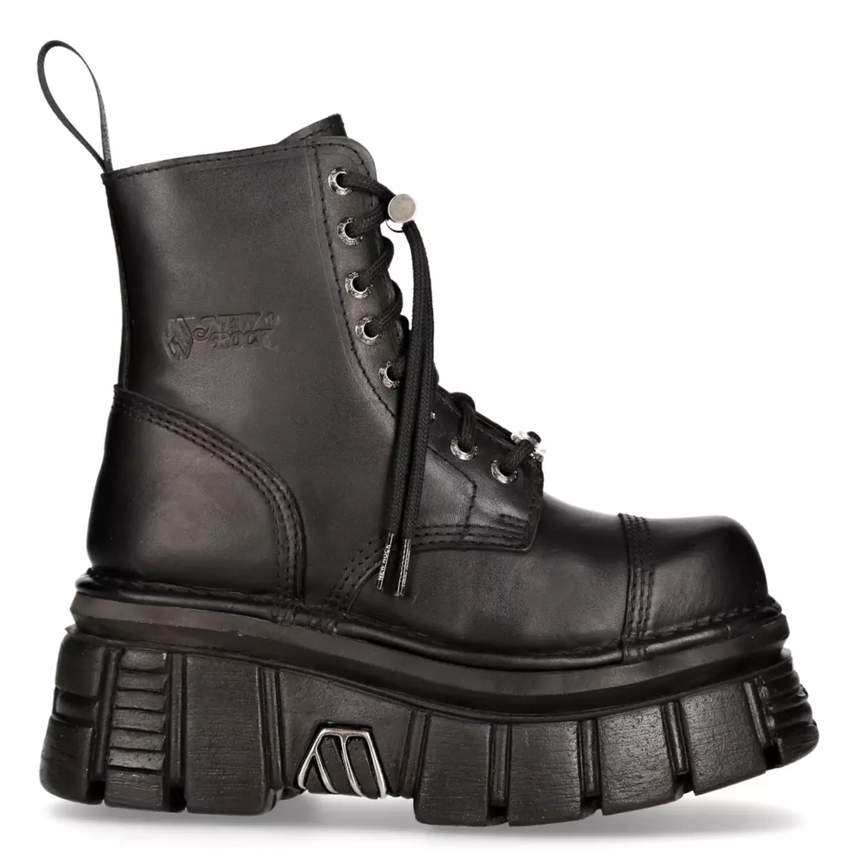 Punk Black Lace-Up Combat Boots | Leather Ankle Boots With Platform Sole