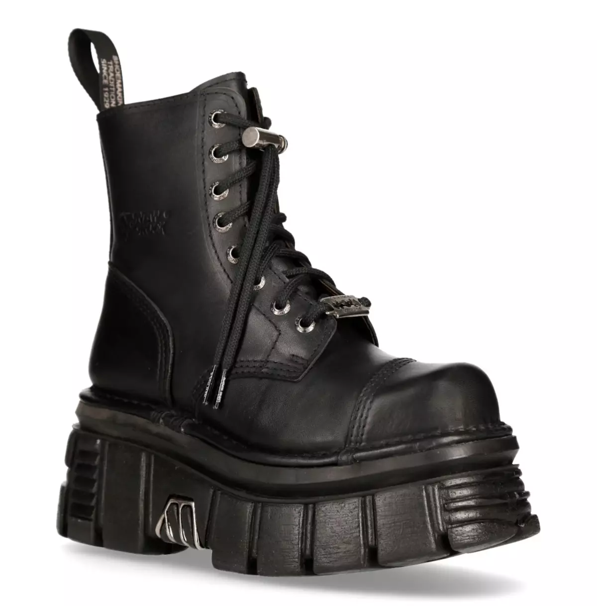 Punk Black Lace-Up Combat Boots | Leather Ankle Boots With Platform Sole